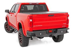 Chevrolet Silverado 1500 Rear LED Bumper - Rough Country - Includes Rough Country Black-Series 2in LED Flush Mount Cubes - '19-'24